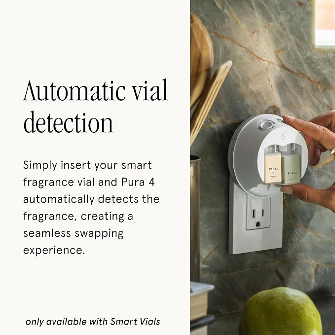 Pura - Smart Home Fragrance Device Starter Set - Pura 4 - Scent Diffuser for Home - Includes Fragrance Aroma Diffuser - Square Box, Yuzu Citron and White Tea No. 1 Scent Refills