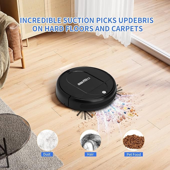 Robot Vacuum and Mop Combo for Pet Hair, 4500Pa Strong Suction, Tangle-Free Brush, 120-Min Runtime, Ultra-Thin 2.8” for Under Furniture, Quiet, Smart Mapping – Ideal for Hard Floors & Large Homes