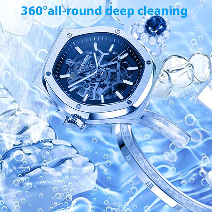 Ultrasonic Retainer Cleaner Machine,48 kHz Ultrasonic Cleaner,700ML Portable Ultrasonic Cleaner for Braces, Mouth Guards, Aligner, Toothbrush, Glasses, Jewelry(White)