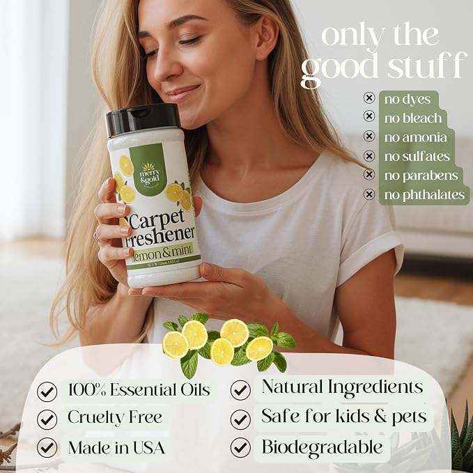 Carpet Deodorizer & Freshener Powder, Lemon + Mint, Shakers 16 oz | 2 Pack, Pet Odor Eliminator for Strong Odors & Pet Urine, Safe for Homes with Pets, Made in USA