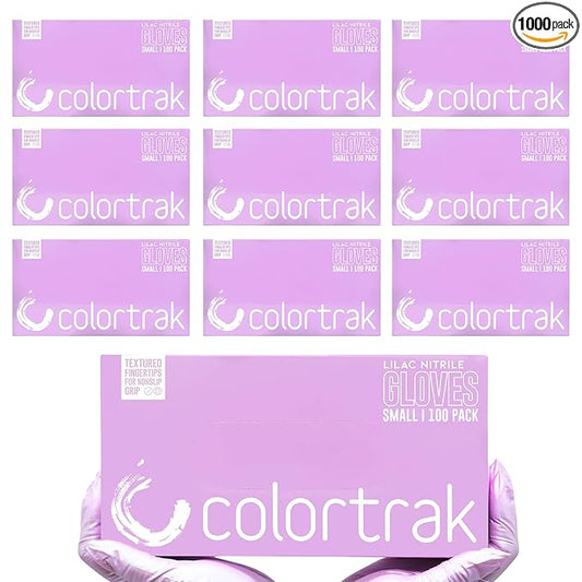 Colortrak Disposable Nitrile Gloves, Pink, Luminous Collection Lilac Frost Latex-Free, Powder-Free Hair Color Gloves for Chemical Processing & Salon Services, 1000 Count (10 Boxes), Small