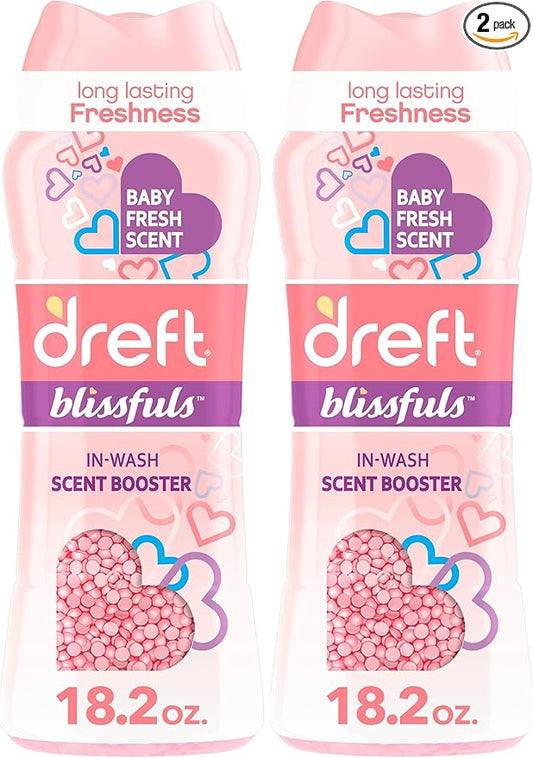 Dreft Blissfuls In-Wash Laundry Scent Booster Beads, Baby Fresh Scent, 18.2 oz (Pack of 2)