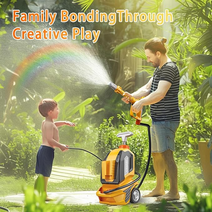 Car Wash Toys for Kids Ages 3-8, Manual Pressure Washer with 60oz Tank, Realistic Pretend Play Cleaning Set with Sponge & Towel, Outdoor Garden Water Toys Gift for Toddler Boys Girls