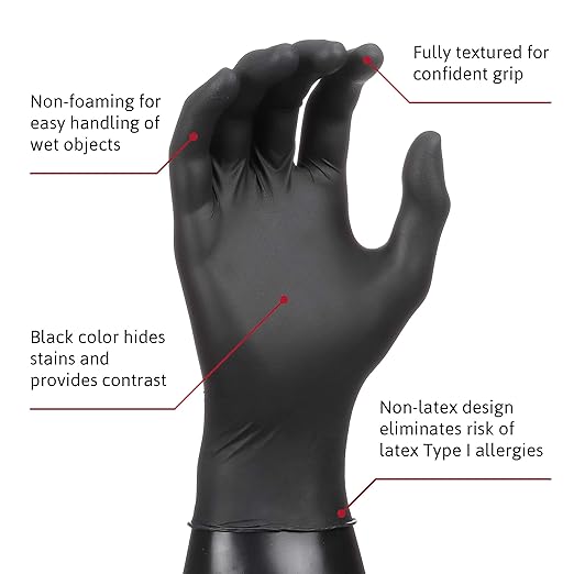 Ansell MICROFLEX MidKnight MK-296 Exam Standard Gloves - Size L, Black (Case of 1000)
