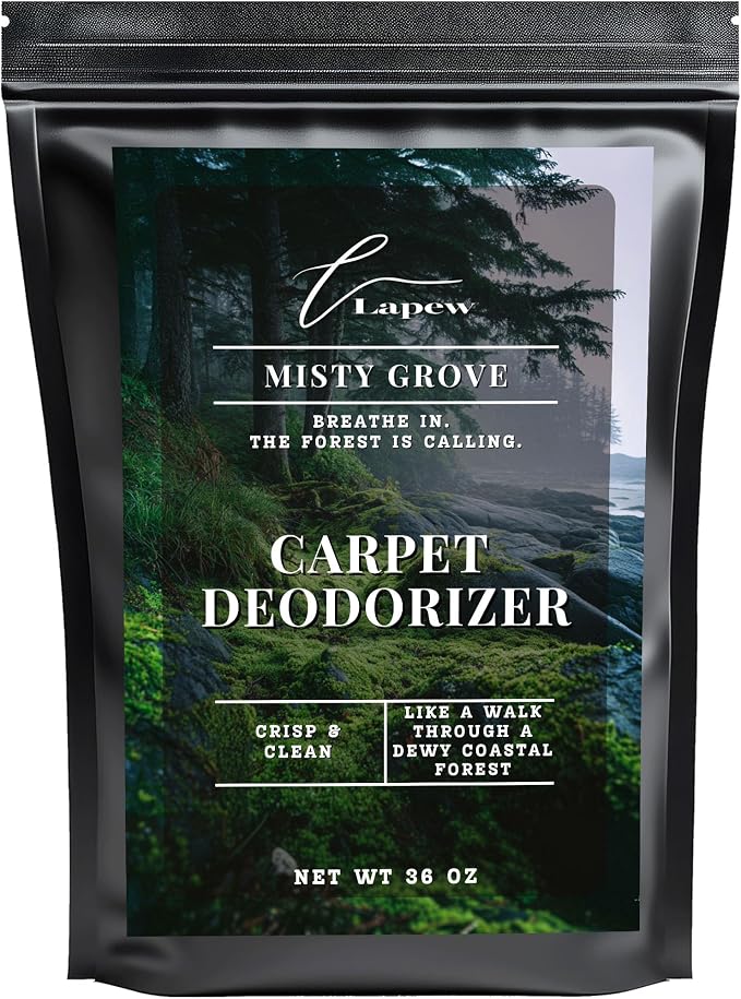 Lapew Misty Grove Carpet Deodorizer Powder - Pet Safe Freshener for Vacuuming | Scented Odor Eliminator for Home | 36 oz