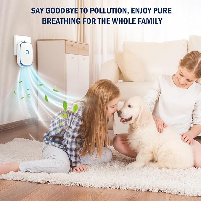 Plug-in Negative Ion Air Purifier/Household Air Purifier/Negative Ion Purification System/ 100 Million ions/hr, Filterless & Silent,for Living Room, Bedroom, Pet Odors, Smoke Dust(White, 4-Pack)