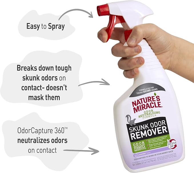 Nature’s Miracle Skunk Odor Remover with Lavender Scent, 32 Fluid Ounces, Removes Skunk Odors On Fabrics, Clothing, Carpets And Other Surfaces (Pack of 2)