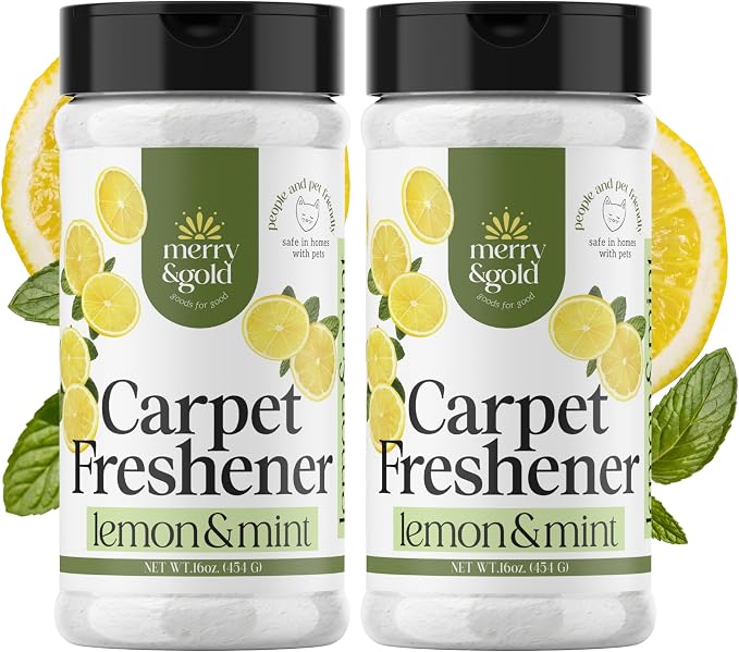 Carpet Deodorizer & Freshener Powder, Lemon + Mint, Shakers 16 oz | 2 Pack, Pet Odor Eliminator for Strong Odors & Pet Urine, Safe for Homes with Pets, Made in USA