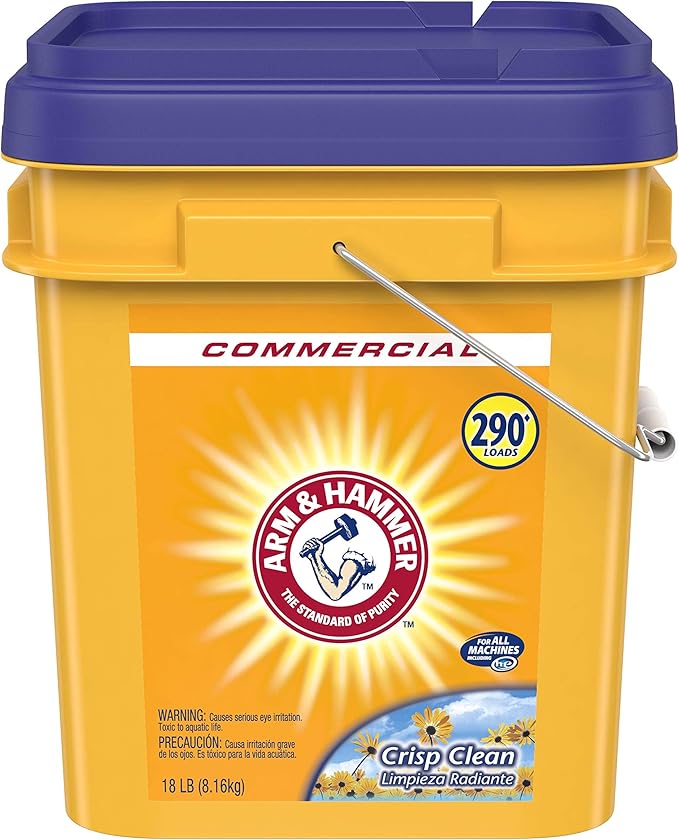 Arm & Hammer 33200-01001 Powder Laundry Detergent, Crisp Clean, 18lb Pail & Affresh Washing Machine Cleaner, 6 Month Supply, Cleans Front Load and Top Load Washers, Including HE