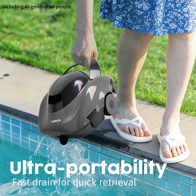Robotic Pool Cleaner, Cordless Pool Vacuum with 18.5 GPM Powerful Suction,120-Min Runtime, Self-Parking, Pool Vacuum for Above-Ground & Flat Pools to 860 sq.ft，Dark Gray