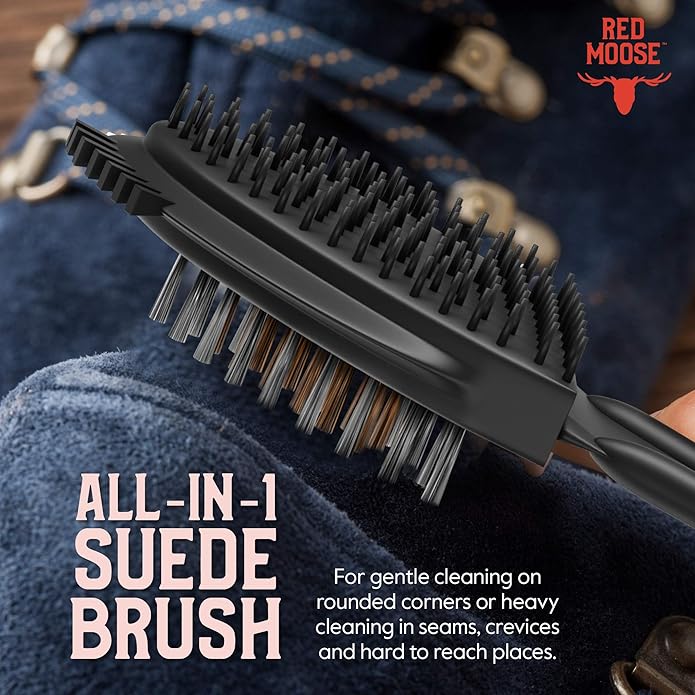 RED MOOSE Shoe & Sneaker Cleaner Kit – Leather, Suede, Nubuck, Canvas & White Shoes with Brush, Foam & Cloth, Made in USA