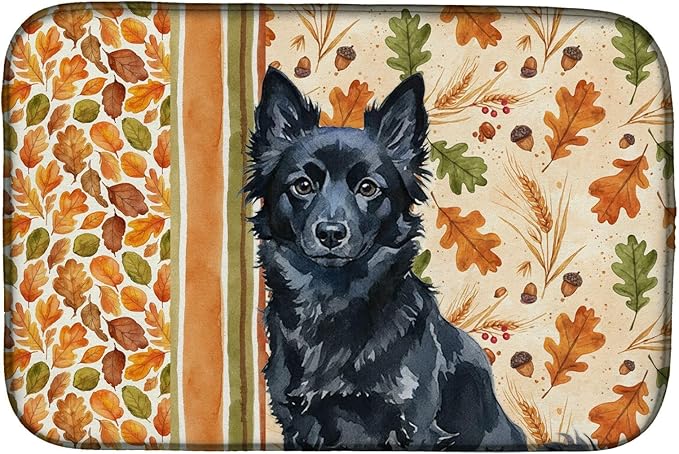 Caroline's Treasures Schipperke Heirloom Fall Dish Drying Mat Absorbent Dish Drying Mat Pad for Kitchen Counter Dish Drainer Mat for Countertop, 14 x 21", Multicolor