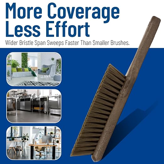 SPARTA 8 Inch Soft Counter Brush with Polyester Bristles and 5 Inch Handle, Color Coded Handheld Broom for Tables Countertops and Foodservice Surfaces, 13 Inch Overall Length, Brown