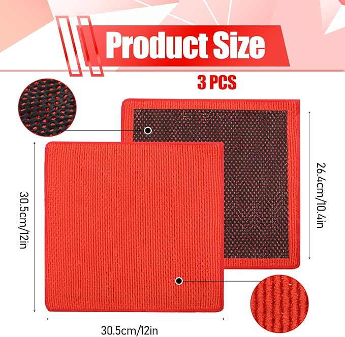 3 Pcs 12'' Clay Towel, Fine Grade Microfiber Clay Decontamination Towel for Cleaning and Release of Paint Contaminants, Improve Wax and Sealant Bond, Enhance Paint Gloss & Color Depth