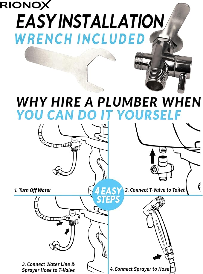 Handheld Bidet Sprayer for Toilet - Adjustable Water Pressure Jet, Bidet Attachment for Toilet, Easy Installation, Quality Stainless Steel, Durable Internals, Leakproof Design (Brushed Nickel)