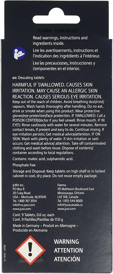 Jura CLEARYL Water-Filter Cartridge, White & 66281 Decalcifying/Descaling Tablets (9 tablets)