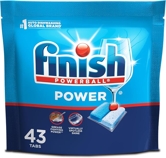Finish Power Dishwasher Pods, No Pre-Rinse Dishwasher Detergent Soap For Deep Clean & Shine with Degreasing Power, Fresh Scent, 43 Count