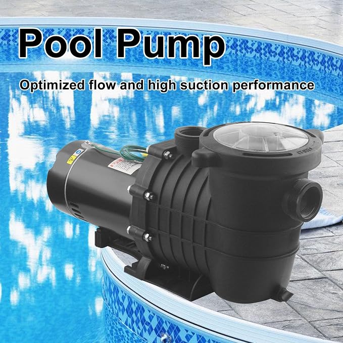 Pool Pump Above Ground/Inground,2HP 6900 GPH Powerful Selfpriming Pool Pump for 15,000-31,000 Pools for Dual Voltage Swimming Pump with Strainer Basket,Includes Pipe Fittings