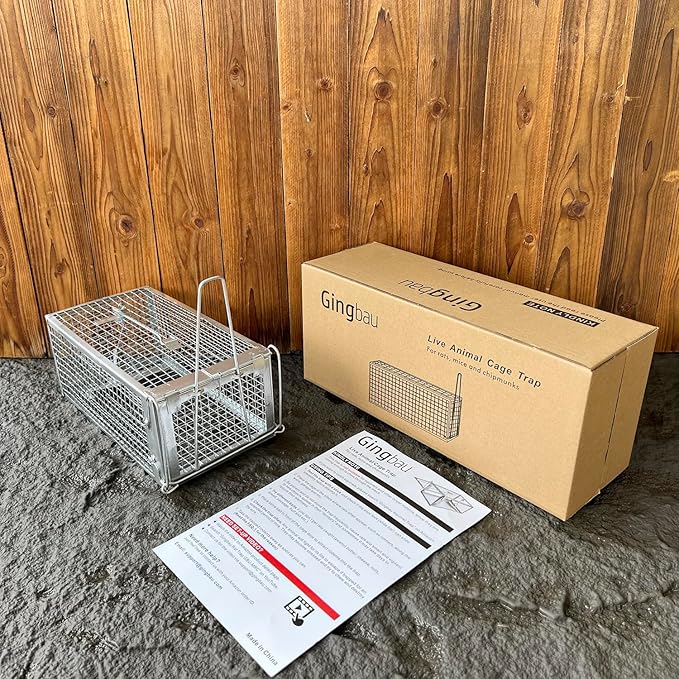 Gingbau Rat Chipmunk Trap Humane Live Mouse Vole Cage Trap