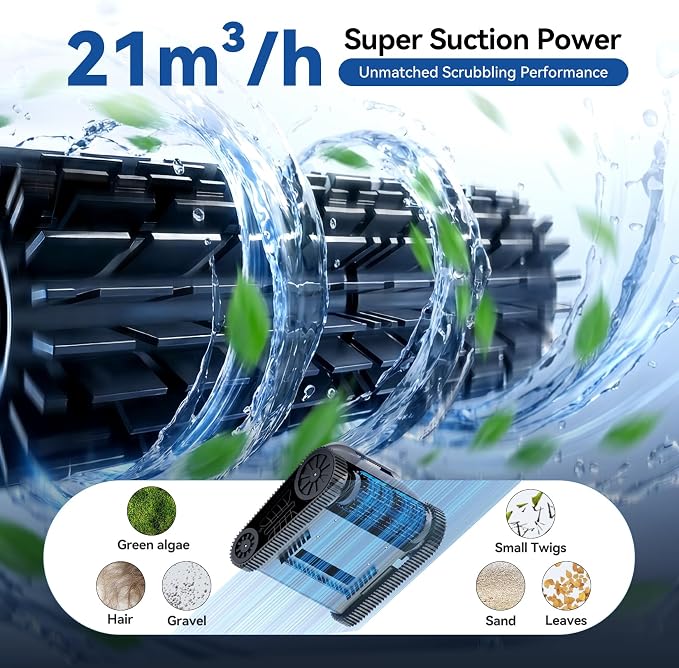 X5 Robotic Pool Vacuum for Inground Pools, Cordless Cleaner w/Smart Navigation, 4 Cleaning Modes, 180-Min Runtime, 5550 GPH Suction, Covers up to 3,229 sq.ft, Wall & Waterline