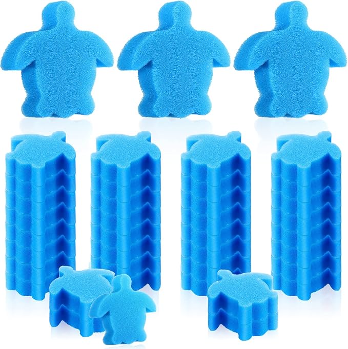 Patelai 40 Pcs Hot Tub Sponge Spa Cleaning Sponges for Hot Tub Oil Absorbing Cleaning Scum for Spa, Bathtub and Swimming Pool to Soak up Oils Bathtub Accessories(Turtle Style)