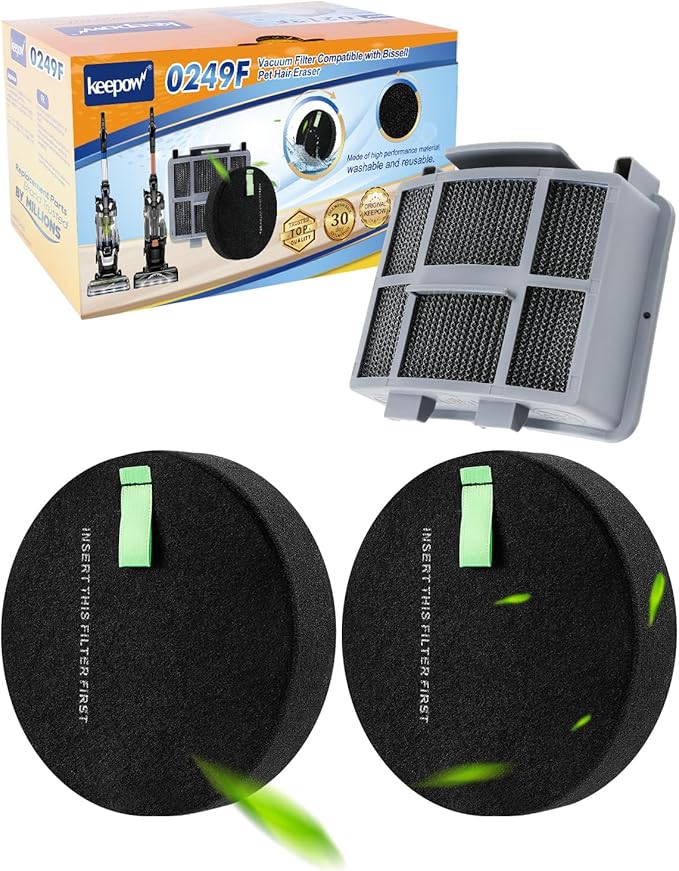 KEEPOW 39883 3418 3774F Filter Compatible with Bissell SurfaceSense 3418 3415 MultiClean 39883 3774F 3409 3774 3774G 3775 3404 3402 PowerLifte Upright Vacuums, Part #1635630 1603437 1635629, 2+1 Pack
