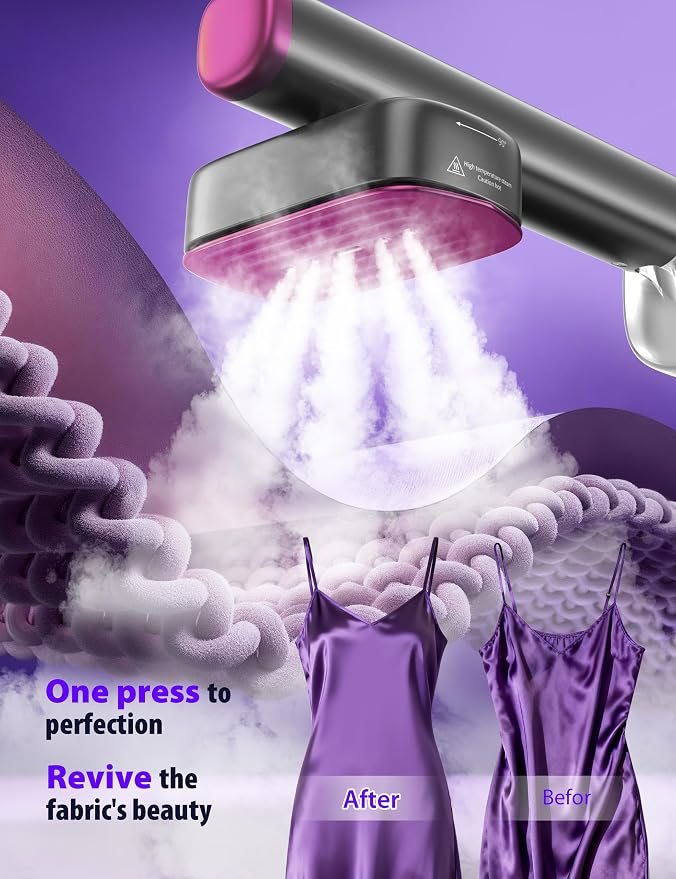 Steamer for Clothes Portable Handheld Garment Steamer,15s Fast Heat-up,Steamer Ironing Gloves,35 Minutes of Continuous Ironing for Travel and Home(Gray + Purple) | Compact 15s heat-up, 180ml tank, 35min powerful steam, 4 Modes , includes gloves,Quick w...