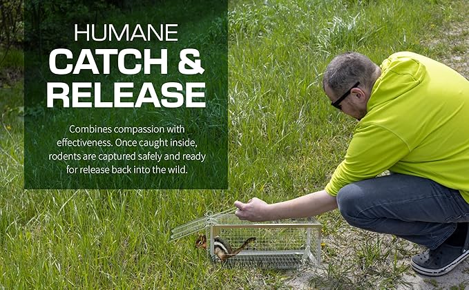 Humane Squirell Trap -2 Pack, Chipmunk and Rat Cages that Work for Home | Catch and Release | Reusable and Durable | No Kill Animal Trap | for Inside Home and Outdoor Use