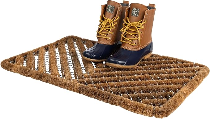 Kings County Tools Natural Coir Doormat - 29x19in Dirt Trapping Welcome Matt Outdoor or Indoor Front Door Mat Outside Entrance - Easy to Clean Heavy Duty Coco Coir and Stainless Steel Welcome Mat