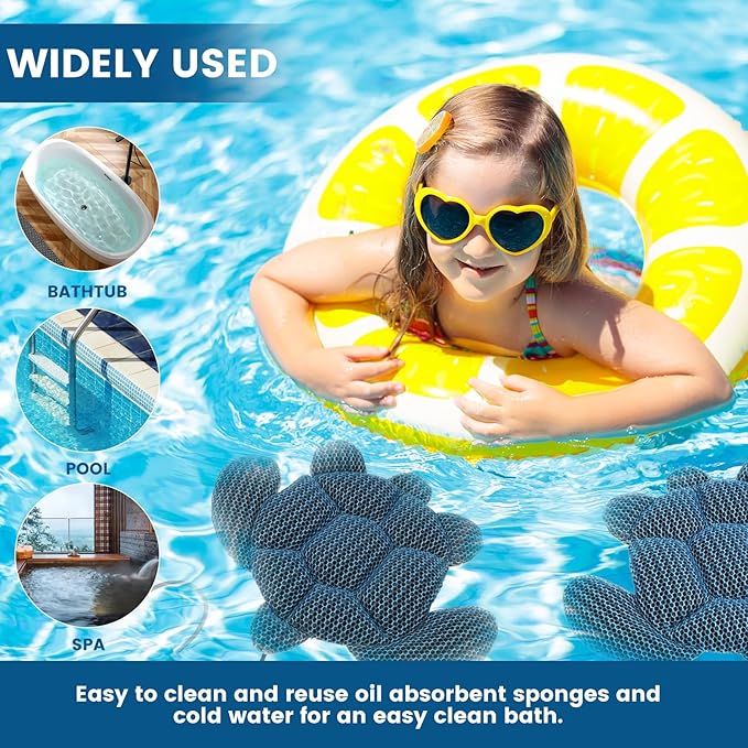 Hot Tub Scum Absorber - 2 Pack Scum Turtle Absorber for Spa, Hot Tub Accessories for Adults, Reusable Spa & Pool Cleaner, Keeps Your Water Clean and Clear