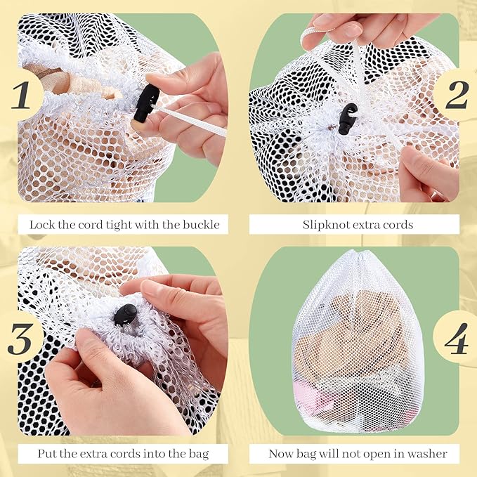 40 Pcs Mesh Laundry Bags Bulk with Drawstring 20 x 24'' White Heavy Duty Mesh Bag Machine Washable Sturdy Large Net Laundry Wash Bag for Dormitory College Apartment Travelling Camping