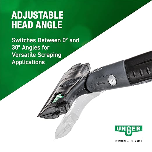Unger Commercial ErgoTec® Ninja 4" Glass Scraper with Blade and Safety Cap – Adjustable Angle for Efficient Window Cleaning EN100