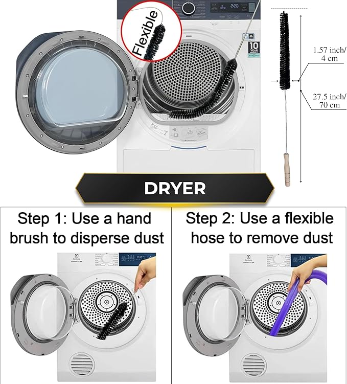Dryer Vent Cleaner Kit with Extra-Long Flexible Crevice Tool for Shark Navigator NV350 Rocket HV300 HV301 HV322 HV371 HV372 Stratos AZ3002 Rotator NV500 NV501 (Replacement Vacuum Attachments)