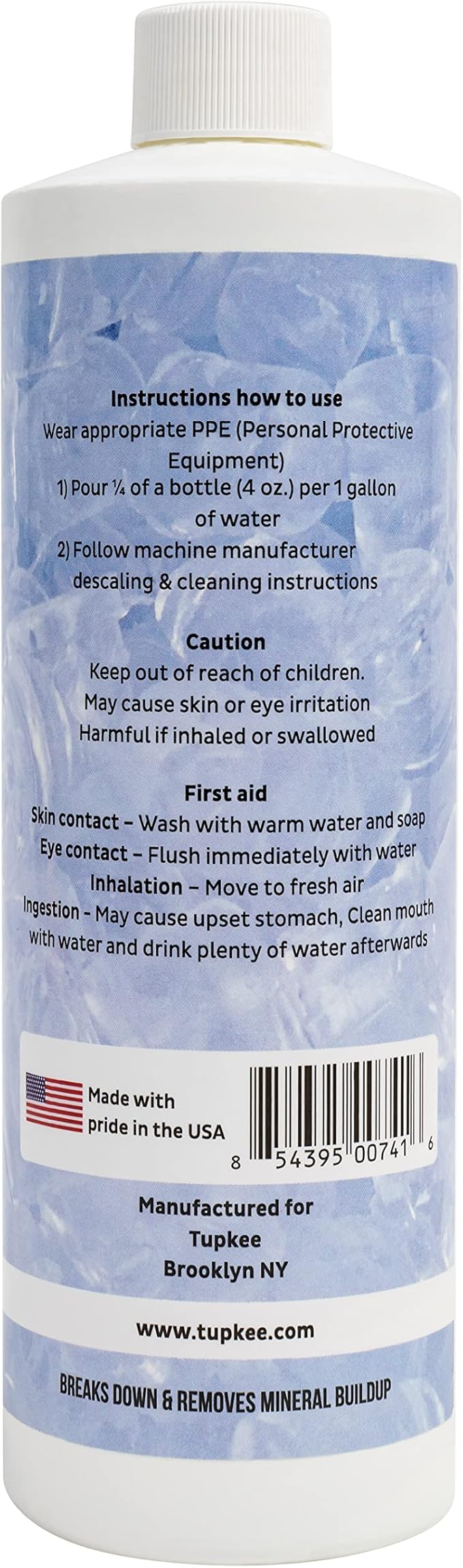 Tupkee Ice Machine Cleaner and Descaler - 16 fl oz, Nickel Safe Ice Maker Cleaner - Compatible with: Whirlpool 4396808, Manitowac, Ice-O-Matic, Scotsman, Follett & more! - Made in USA - Pack of 3