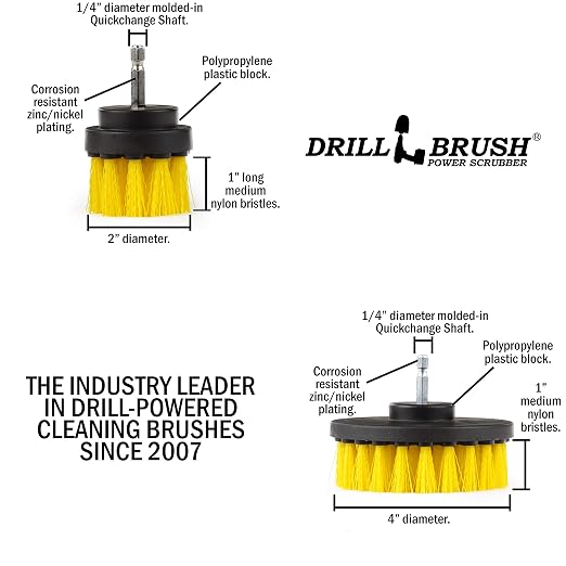 Drill Brush – Drill Brush Kit – Drill Brushes for Cleaning – Drill Brush Attachment - Drill Brush Set - Bathroom Accessories - Shower Cleaner - Bathtub - Bath Mat - Scrub Brush - Grout Cleaner