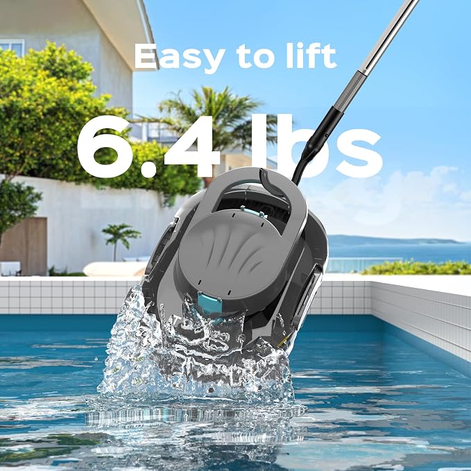 Automatic Robotic Pool Cleaner for Above Ground Pools, S1 Pro Cordless Pool Vacuum with Dual Motors, 120-Min Runtime, Large Debris Basket, Fast Charging and Auto Parking, Stone Gray