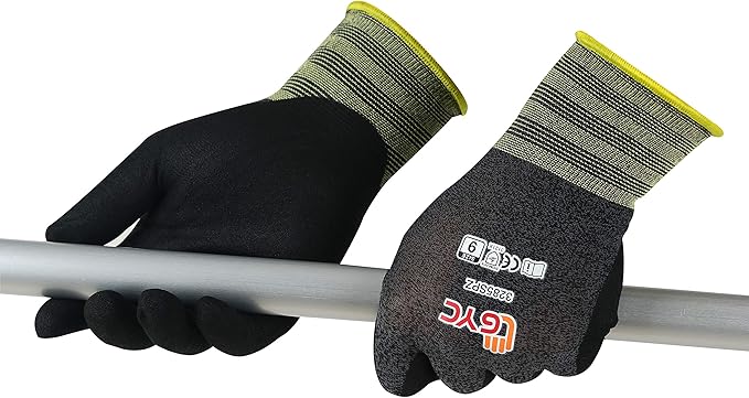 GYC Gloves, Sanitized, DIY Gardening, Super Slim Water-based PU ECO Micro Finish Safety Work Gloves - 10 Pairs Pack - Comfortable Grip, Anti-Slip (3285SPZ / SIZE 7 - Small)