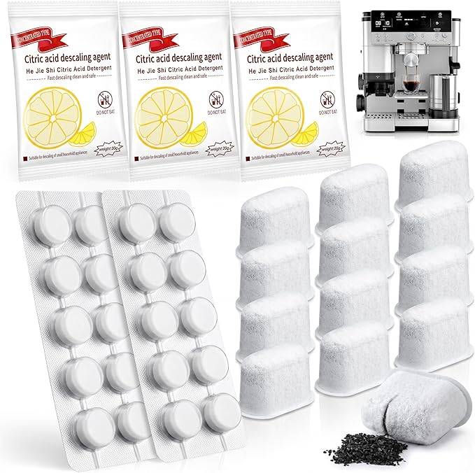 Faccito 35 Pcs Espresso Cleaning Supply Kit Compatible with Ninja Luxe Cafe, Descaler, Coffee Maker Cleaner Tablets and Water Filter, Espresso Accessories for Comprehensive Coffee Machine Maintenance