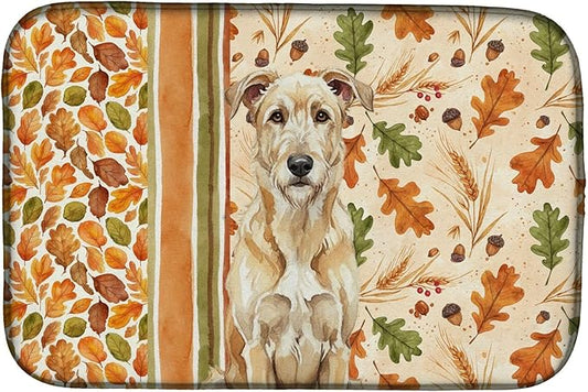 Caroline's Treasures Wheaten Irish Wolfhound Heirloom Fall Dish Drying Mat Absorbent Dish Drying Mat Pad for Kitchen Counter Dish Drainer Mat for Countertop, 14 x 21", Multicolor