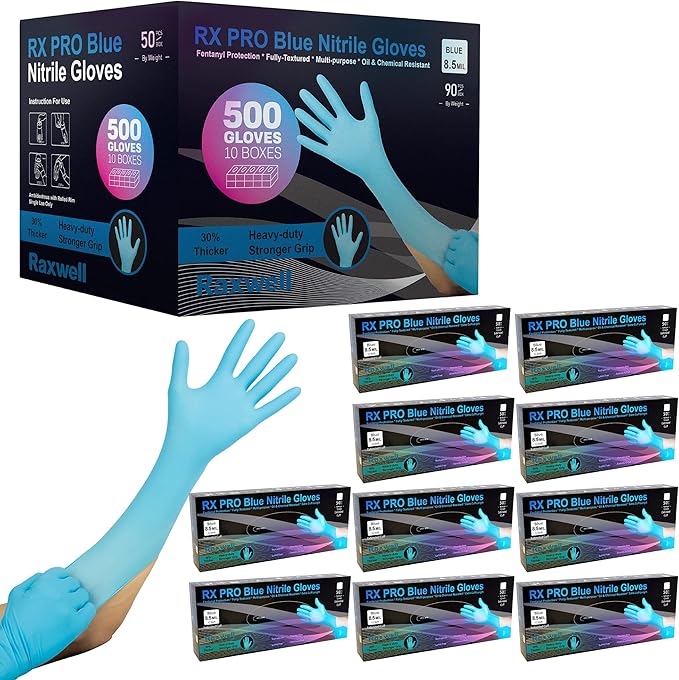 Raxwell Disposable Nitrile Gloves - Heavy Duty Cleaning Gloves - Elbow-Length Dishwashing & Kitchen Use - Chemical Resistant