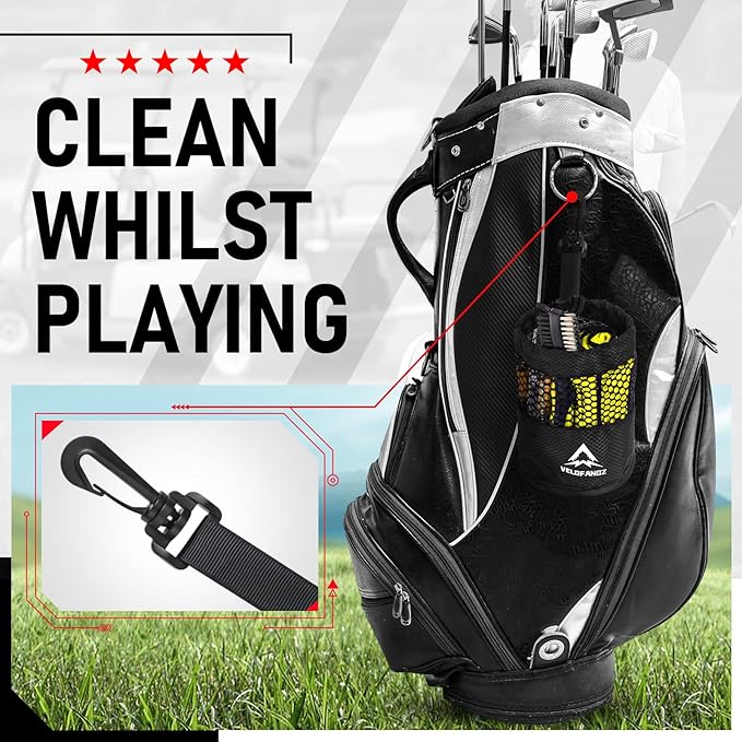 5 IN 1 Portable Golf Club Cleaning Kit, Golf Club Cleaning Brush with Retractable Zip, Golf Club Groove Sharpener Tool Use to U&V-Grooves, Golf Accessories with Microfiber Towel, Perfect Golf Gift