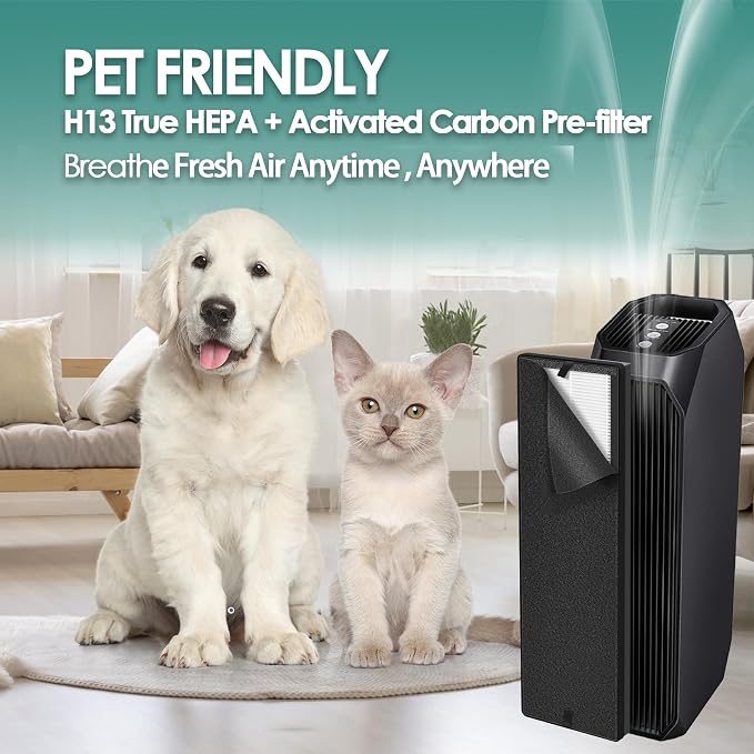 NEA-F1 H13 True HEPA Filter Replacement Compatible with Toshiba Air Purifier Filter Replacement for Eureka Air Purifier NEA120 and Toshiba Smart WiFi Air Purifier CAF-W36USW, 4 HEPA & 8 Carbon Filter