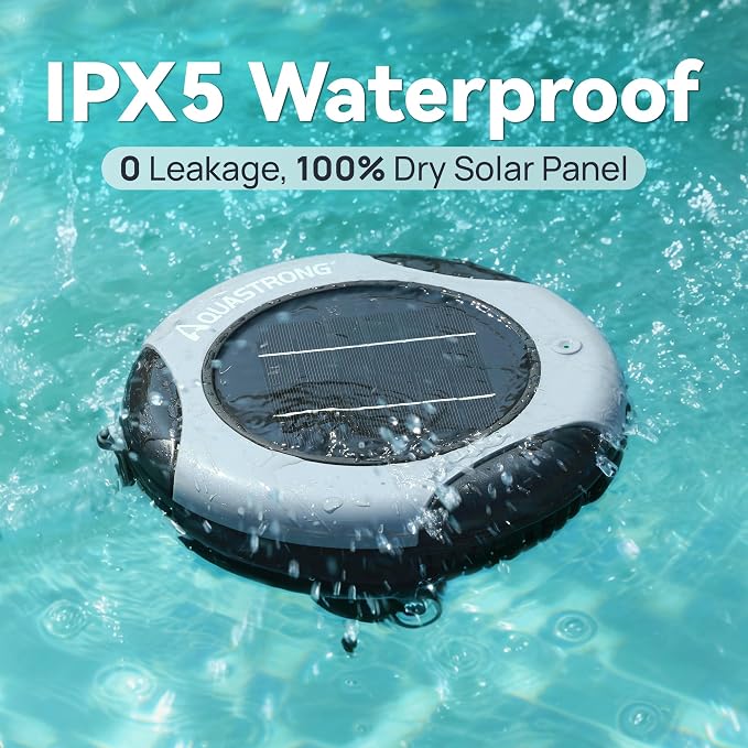 AQUASTRONG Solar Pool Care System with 15.8 oz Copper Anode, High-Efficiency 2W Solar Panel for Above Ground & Inground Pools up to 35,000 Gallons, Compatible with Multiple Pool Types