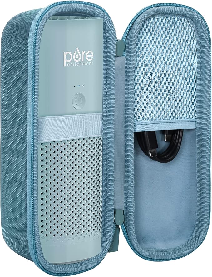 co2CREA Hard Case + Adjustable Monut Strap Bundle for Pure Enrichment PureZone Mini Portable Air Purifier – Protective Carrying Case with Multi-Purpose Mount for Car, School & Office Use