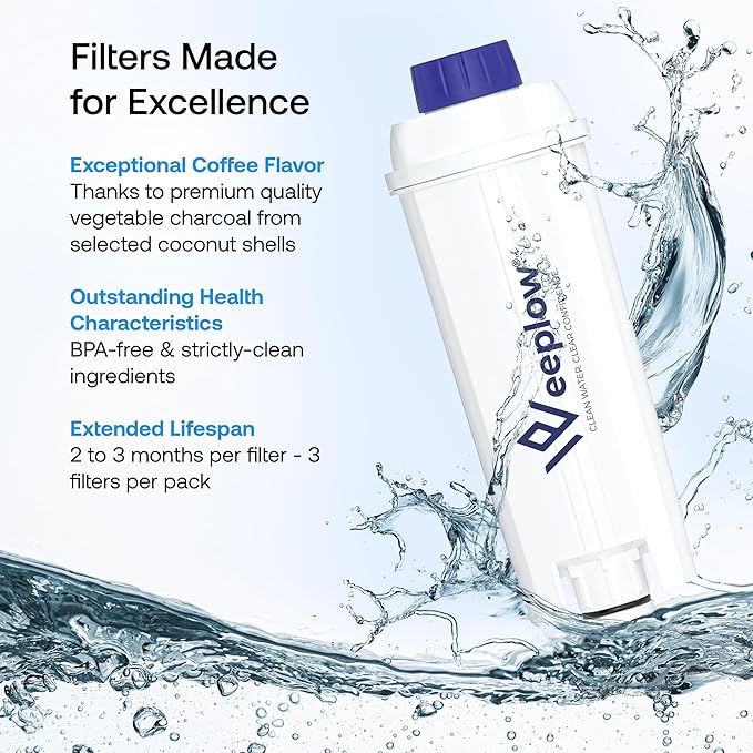 Weeplow Coffee Machine Maintenance Kit (4-Piece) – 3 DLSC002 Compatible Water Filters & 300ml Descaler Solution – For De'Longhi Magnifica, Dinamica, Autentica & ECAM Series