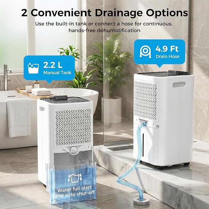 4000 sq.ft Dehumidifier for Basement, Trazico 45 Pint Dehumidifiers for Home with Drain Hose, Smart Humidity Control, 24H Timer, Auto Defrost, Ideal for Large Room, Bathroom, Bedroom, Garage, Black