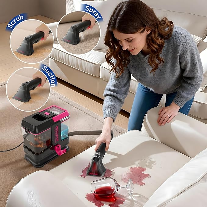 Portable Carpet Cleaner Upholstery Deep Cleaner, Deep Cleaning for Carpet,Car Couch, with Deep Cleaning Solution,Blackpink