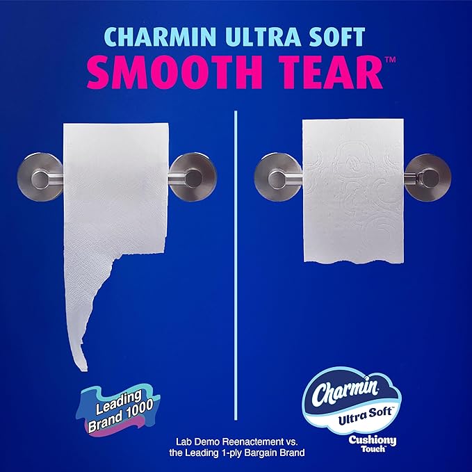 Charmin Ultra Soft Cushiony Touch Toilet Paper, 30 Family Mega = 153 Regular Rolls, 2-Ply, White