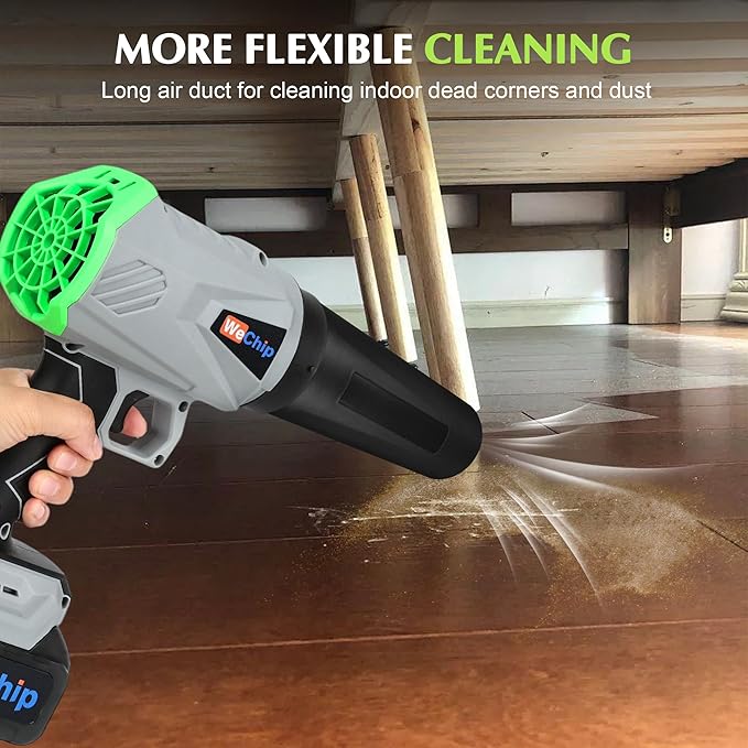 Wechip Cordless Leaf Blower 2 Batteries - 3 Adjustment Air Tubes,Handheld Jet Fan Air Blower for Cleaning Yard/Car/Indoor(Silver)