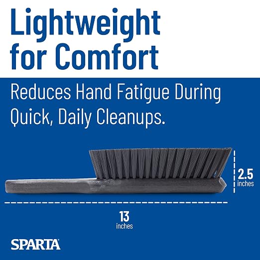 SPARTA 8 Inch Soft Counter Brush with Polyester Bristles and 5 Inch Handle, Color Coded Handheld Broom for Tables Countertops and Foodservice Surfaces, 13 Inch Overall Length, Black, Pack of 6